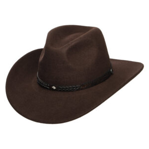 Black Crushable Wool Felt Cowboy Hat with Faux Leather Band