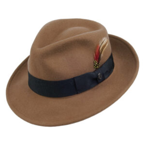 Pecan Crushable C-Crown Wool Felt Fedora Hat
