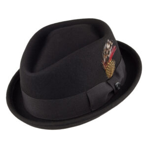 Black Crushable Wool Pork Pie Hat